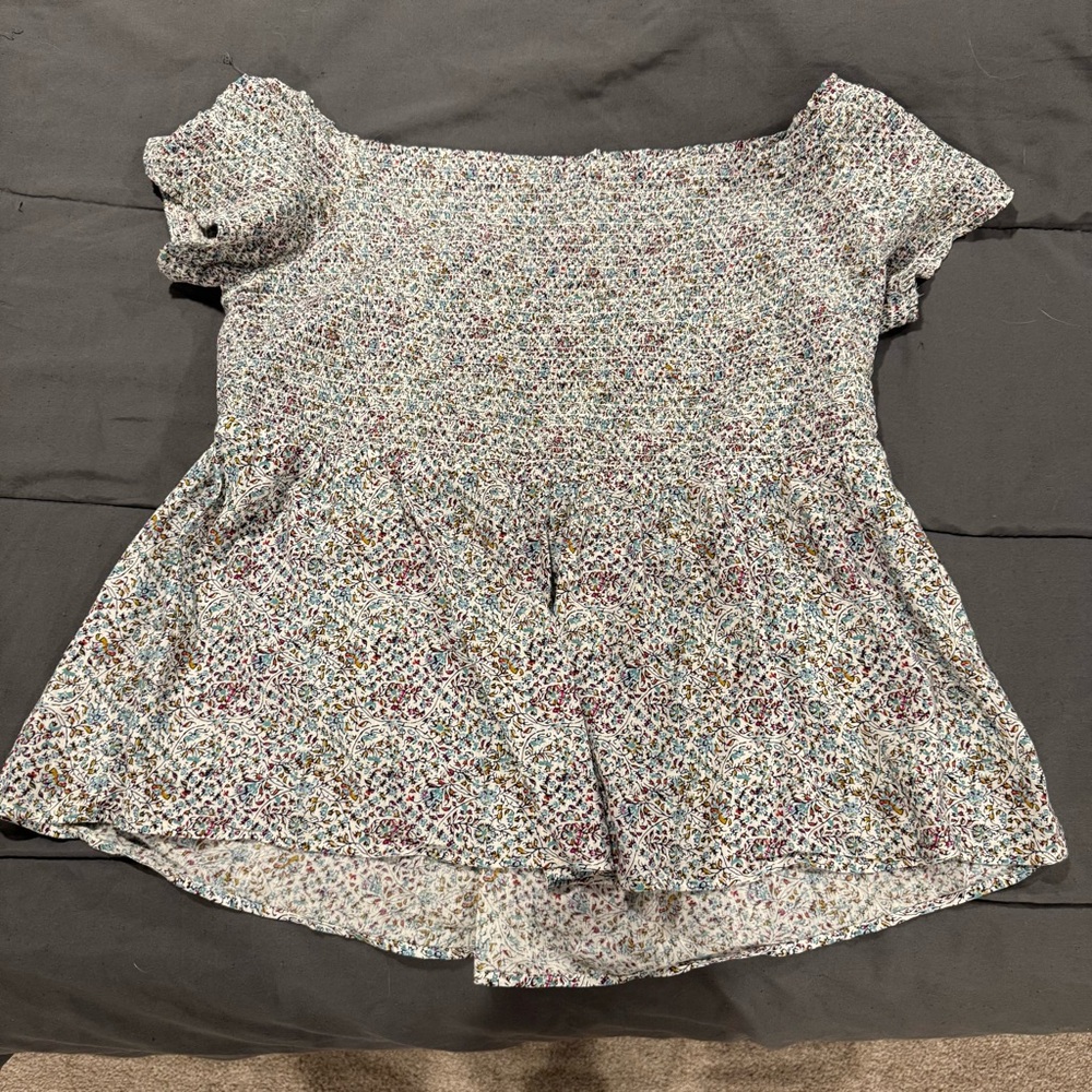 Floral-Print Smocked Off-the-Shoulder Top